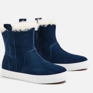 Zara Navy Suede Ankle Boots Size 7